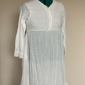 White Eyelet Cotton Midi Dress - Brand Unspecified